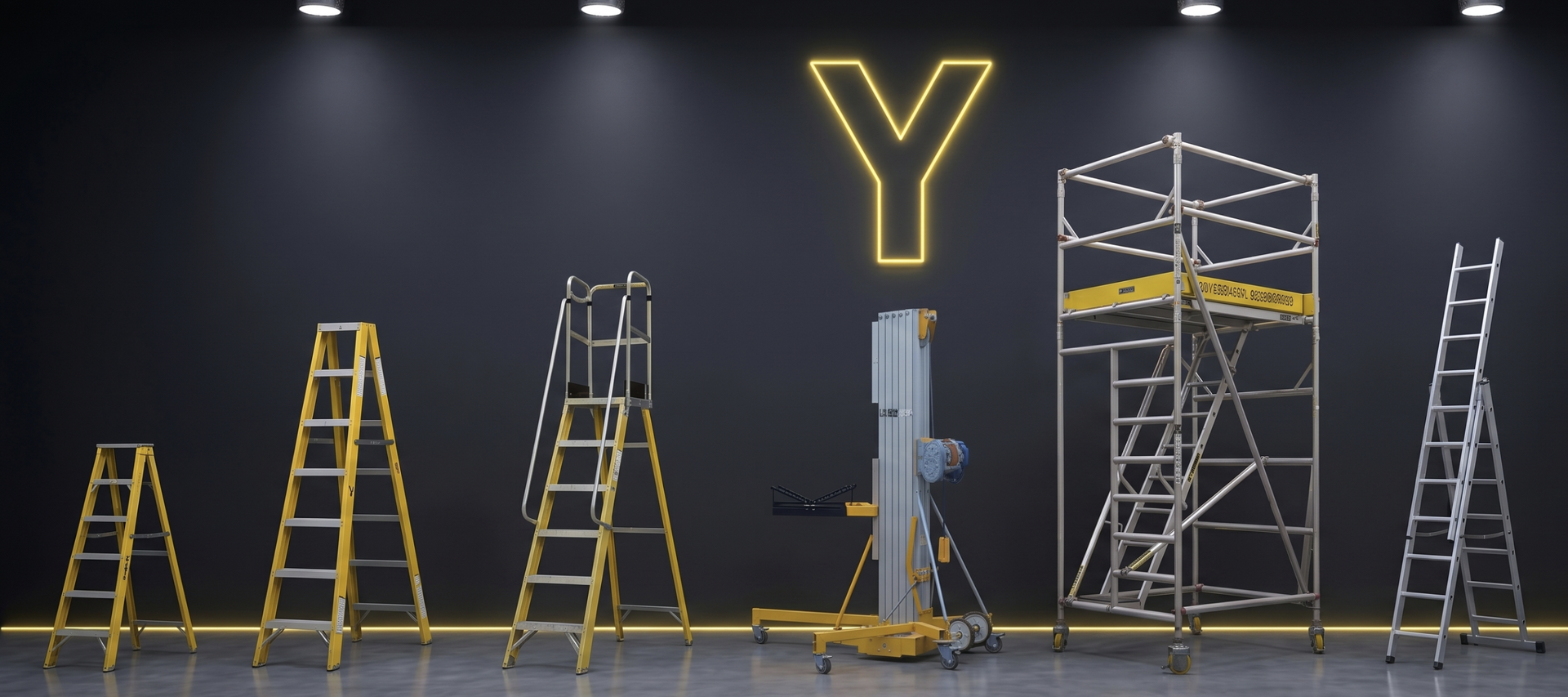 Y Group product range, scaffold towers, access platforms, ladders, lifting equipment