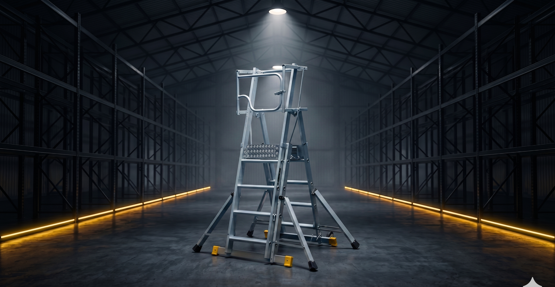 Guardmax aluminium podium platform in a cinematic studio