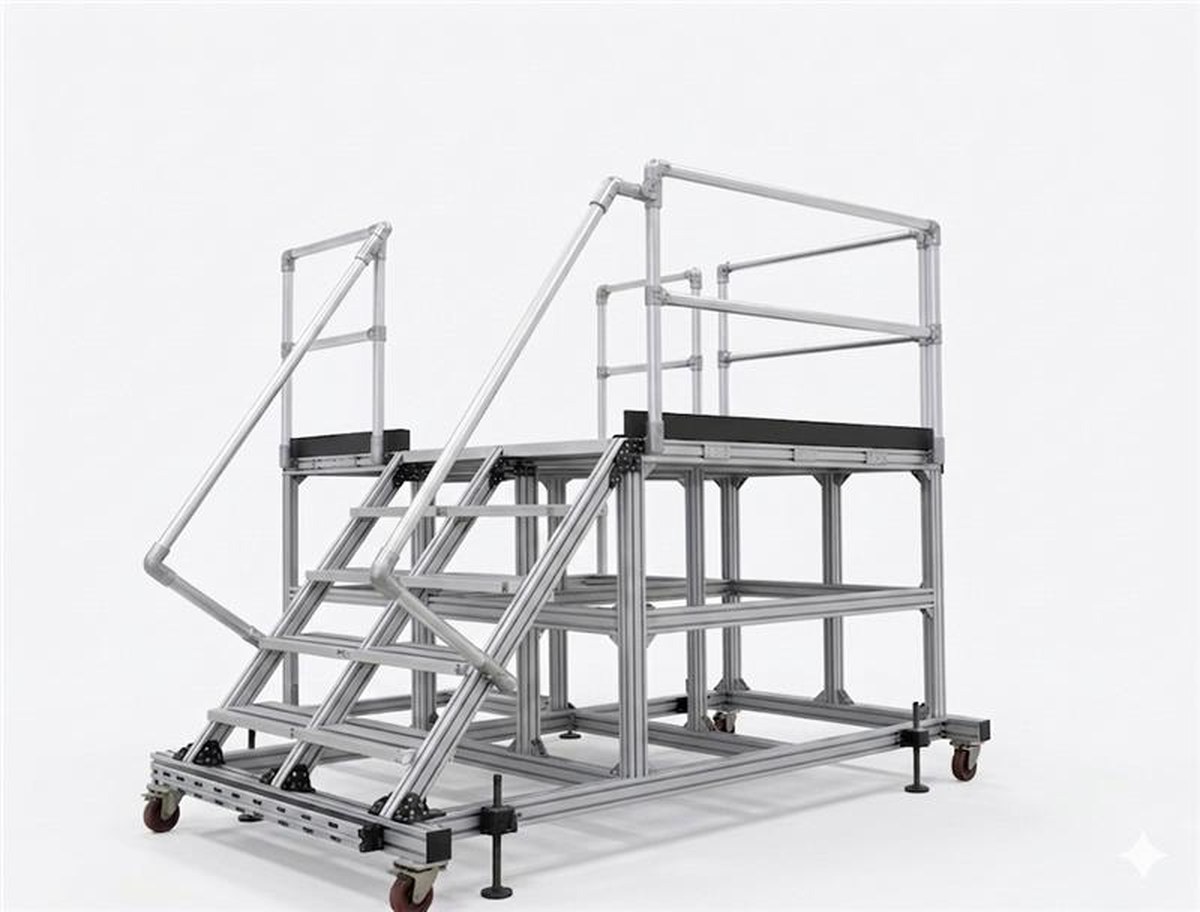 Custom engineered Y Group work platform with integrated stairway