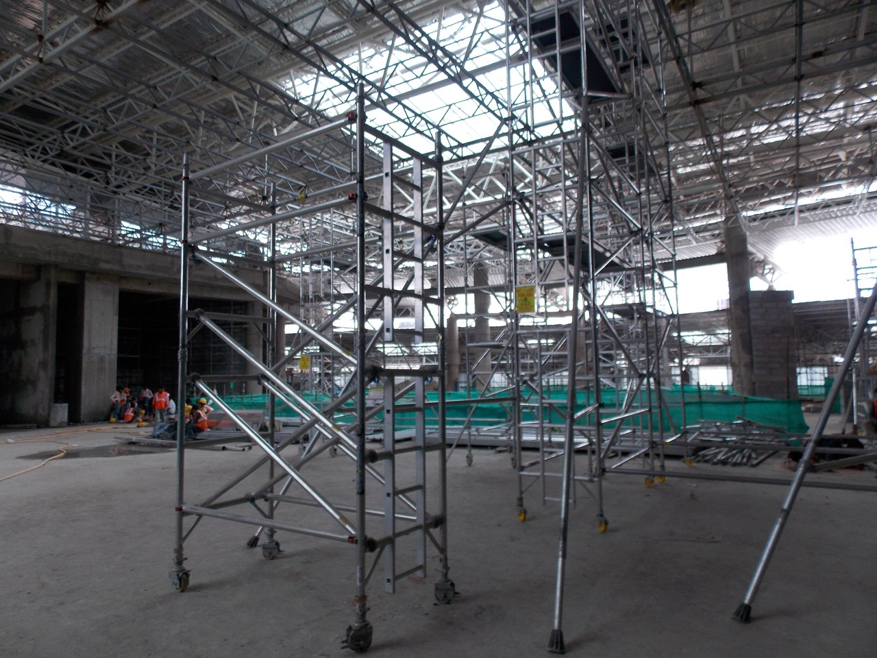Construction site with boom lift